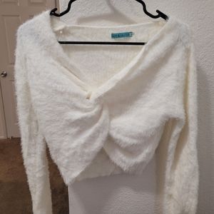 Small white fuzzy sweater